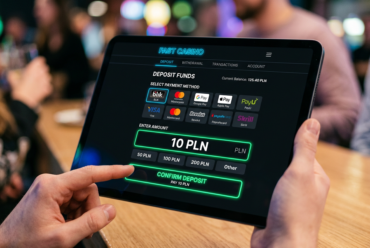 Interfejs kasjera w nowoczesnym kasynie online z opcją depozytu 10 PLN